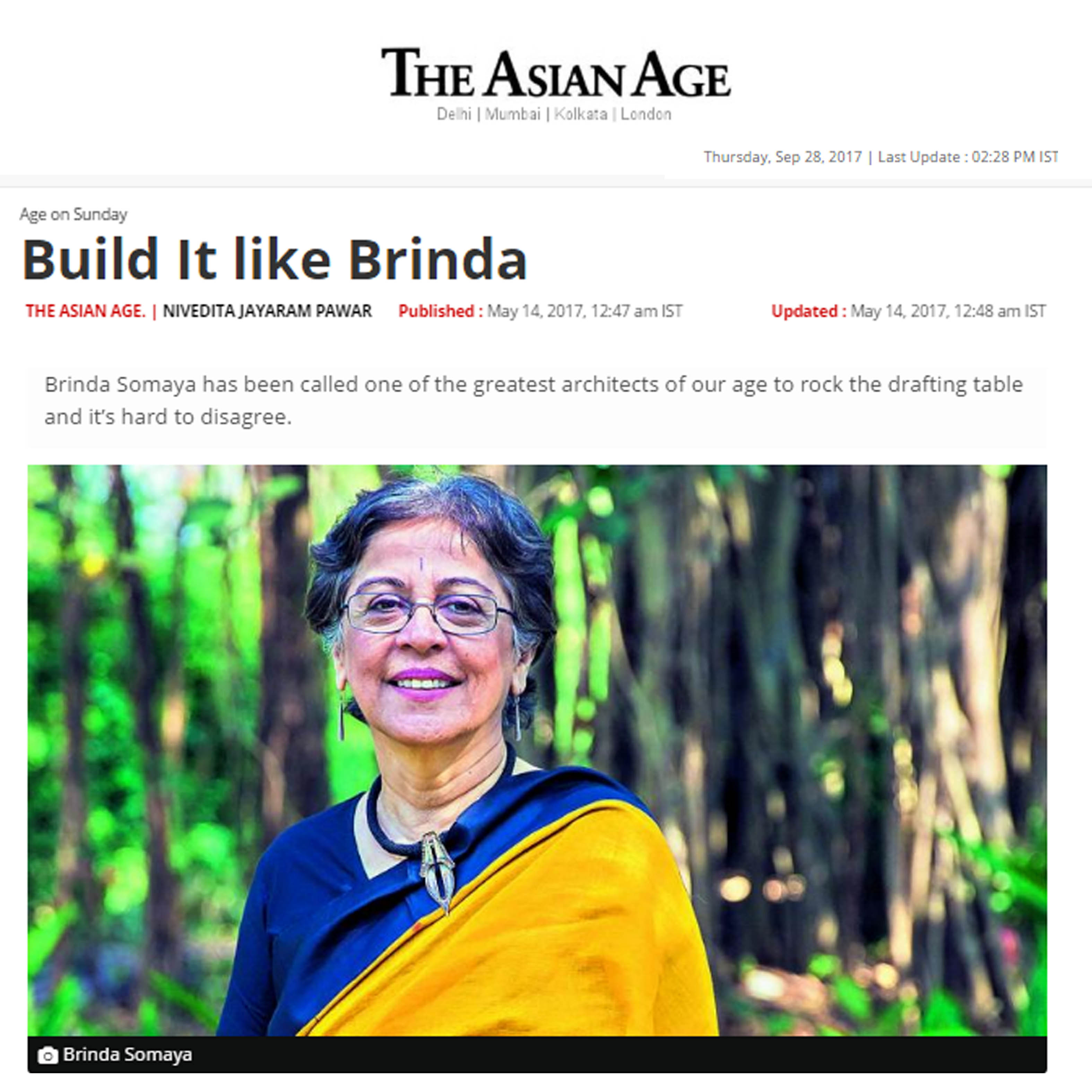 The Asian Age, Build it like Brinda -14th May 2017